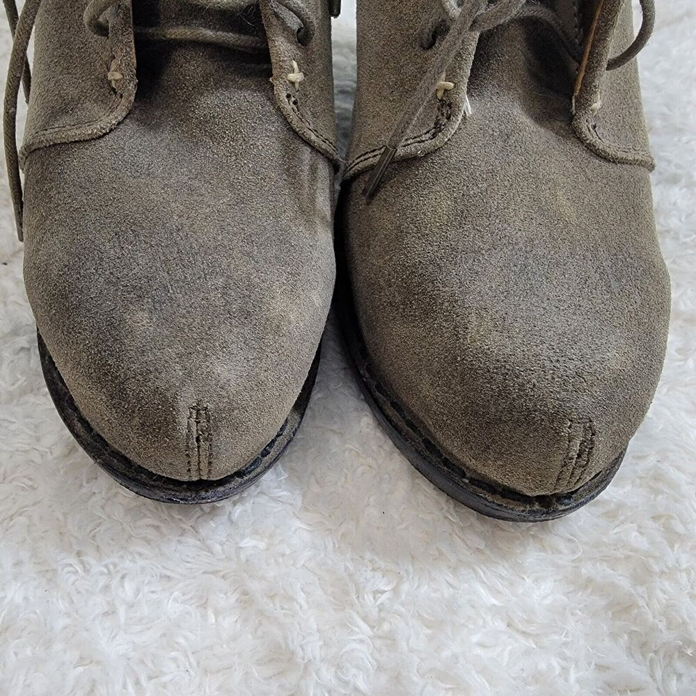 Rag & Bone Odval Wedge Ankle Lace Up Olive Green Suede Boots Size 37 US 7 - Picture 3 of 16